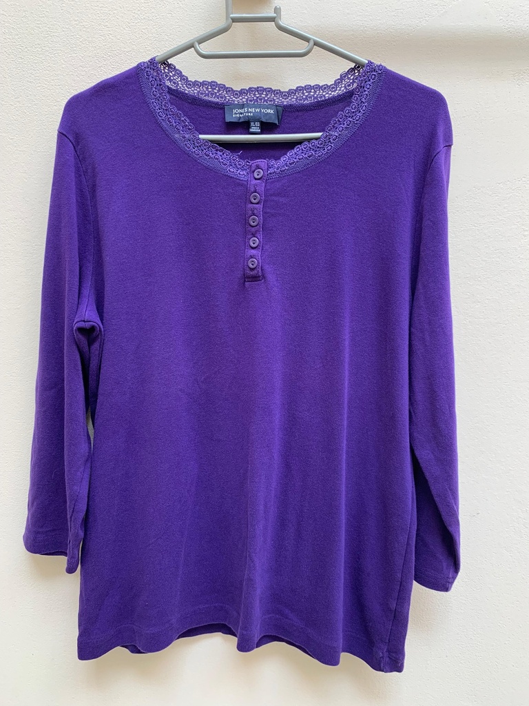 Purple shirt with laced neckline
