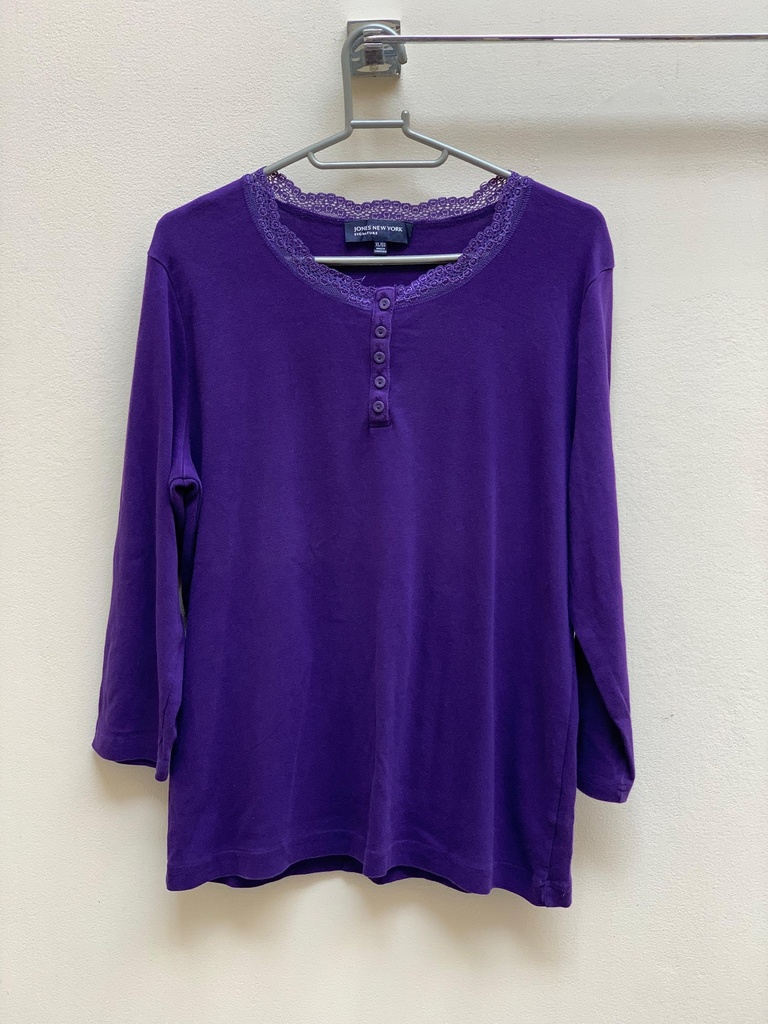Purple shirt with laced neckline