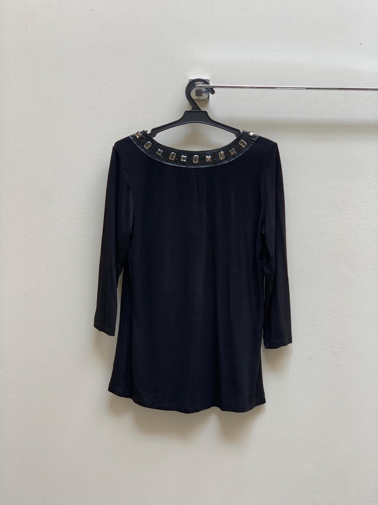 Beaded neck line black top