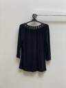 Beaded neck line black top