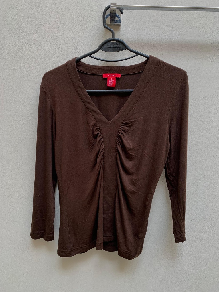 Solid V neck brown top
