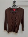 Solid V neck brown top