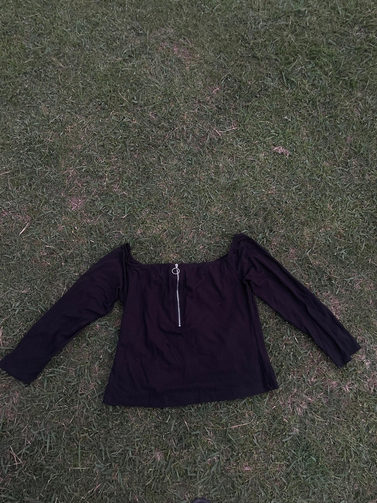 Black half shoulder shirt
