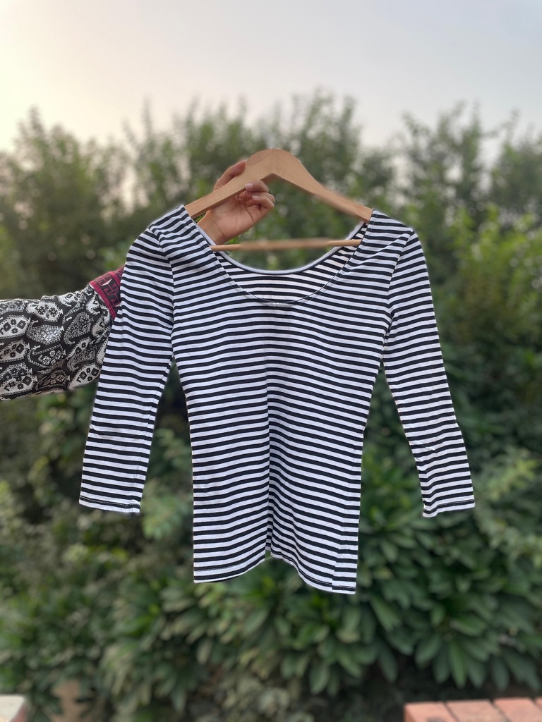 black and white stripped shirt