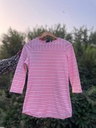 pink and white stripped shirt