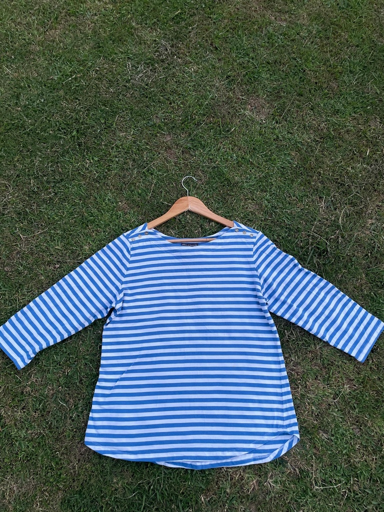 blue white stripped shirt