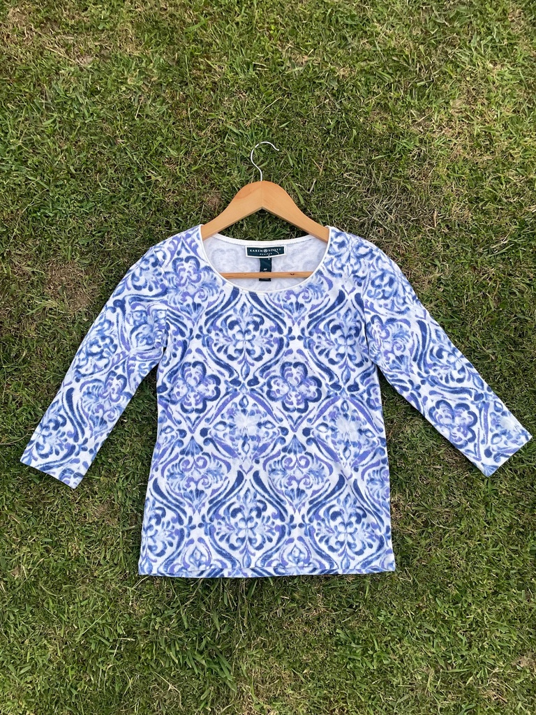 blue printed shirt