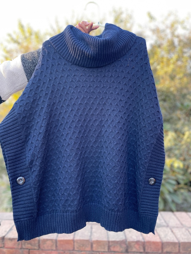 Turtleneck Knit poncho Sweater