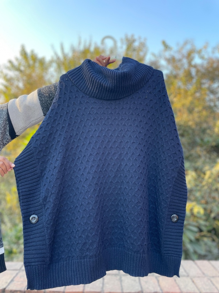 Turtleneck Knit poncho Sweater