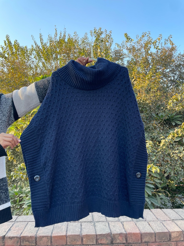 Turtleneck Knit poncho Sweater