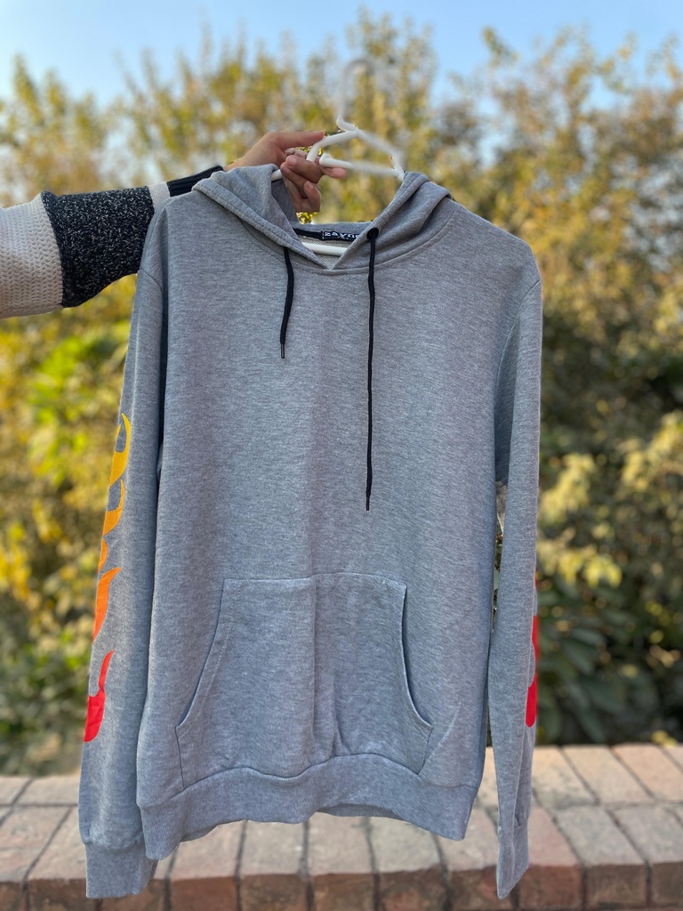 Unisex Hoodie with flamey sleeves