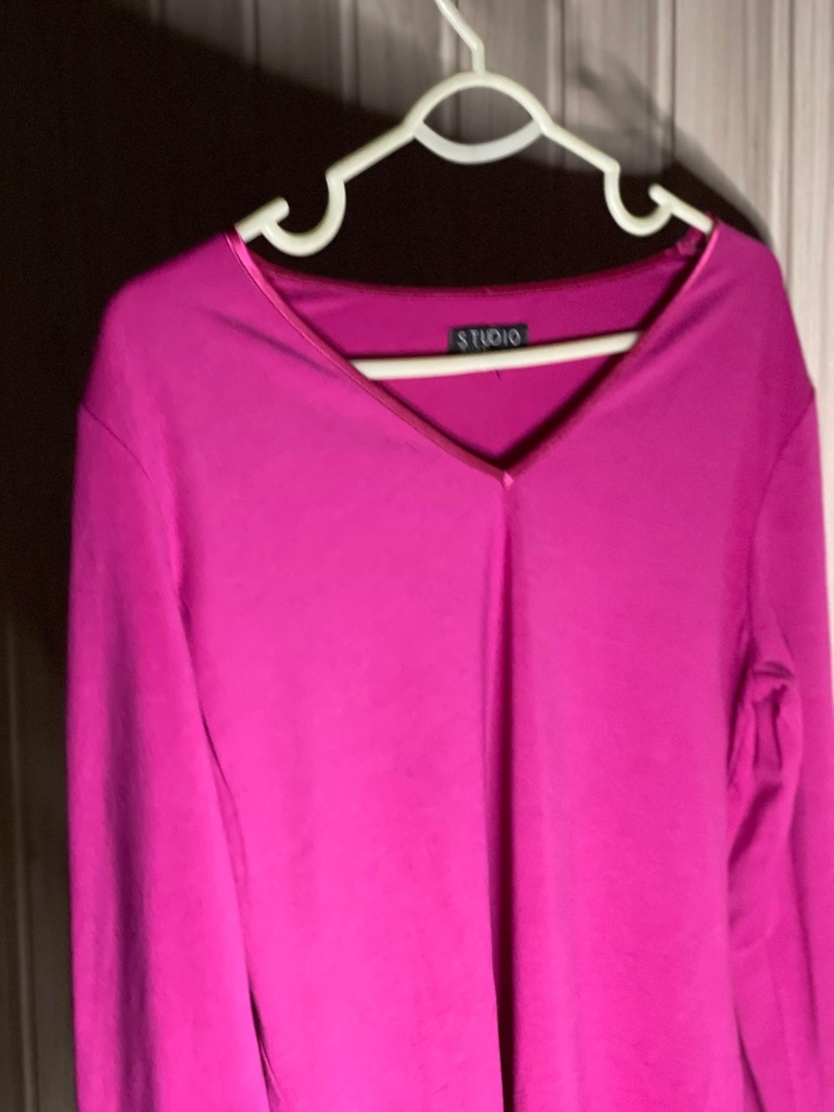 Hot pink V neck shirt