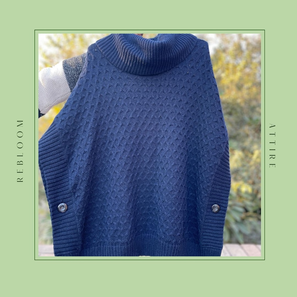 Turtleneck Knit poncho Sweater