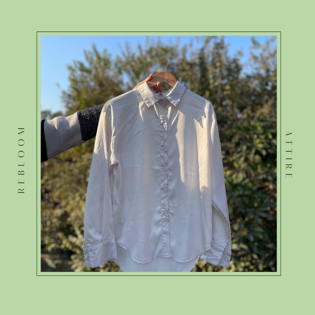 White Silk Button Down Shirt 