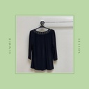 Beaded neck line black top