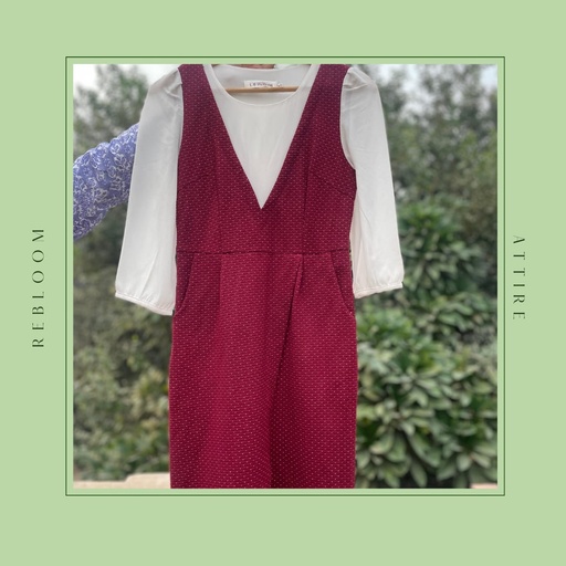 Maroon and White Dress