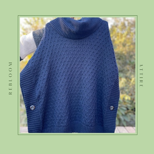 Turtleneck Knit poncho Sweater
