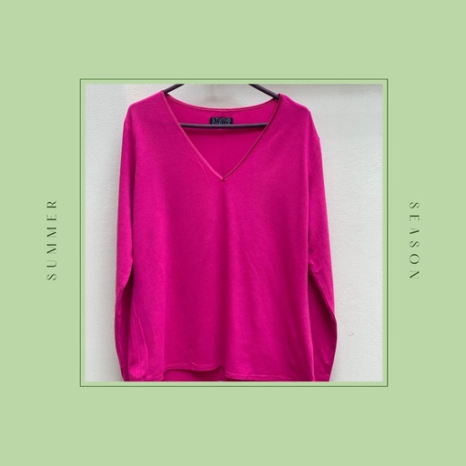 Hot pink V neck shirt