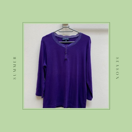 Purple shirt with laced neckline