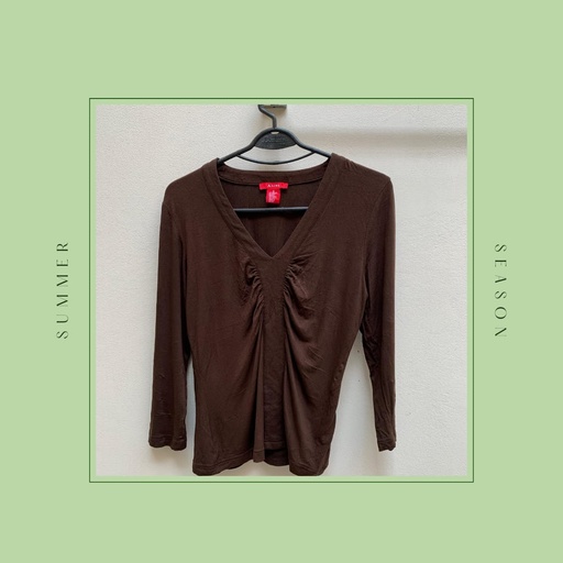 Solid V neck brown top